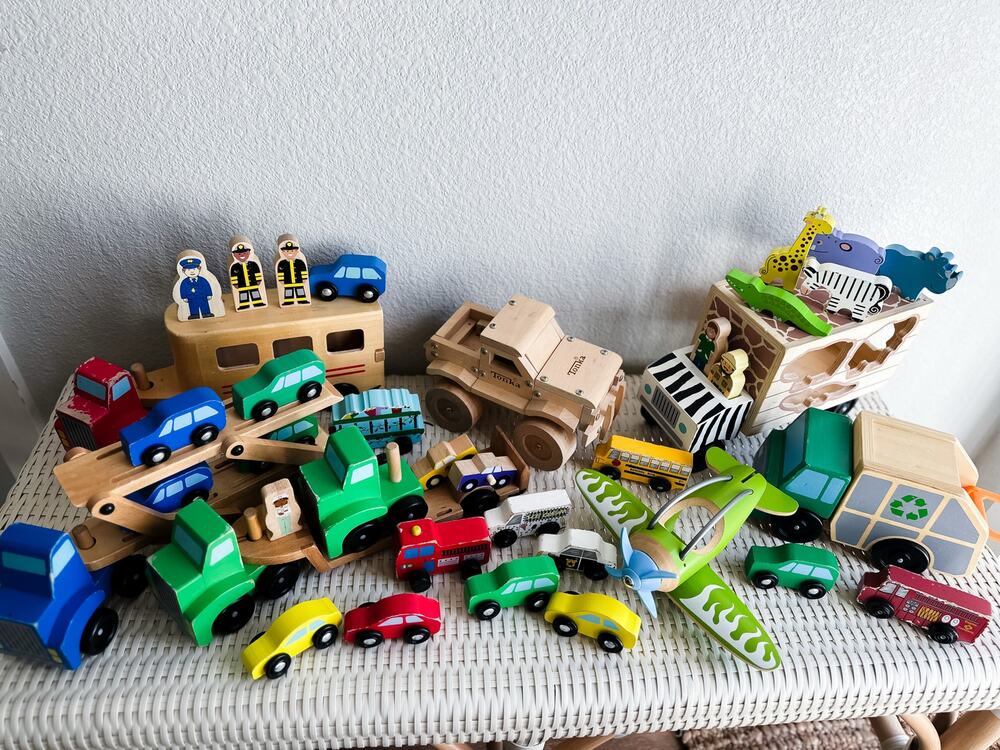 Huge Lot of 40 Wooden Toy Vehicles – Cars, Trucks, Plane & More Melissa & Doug